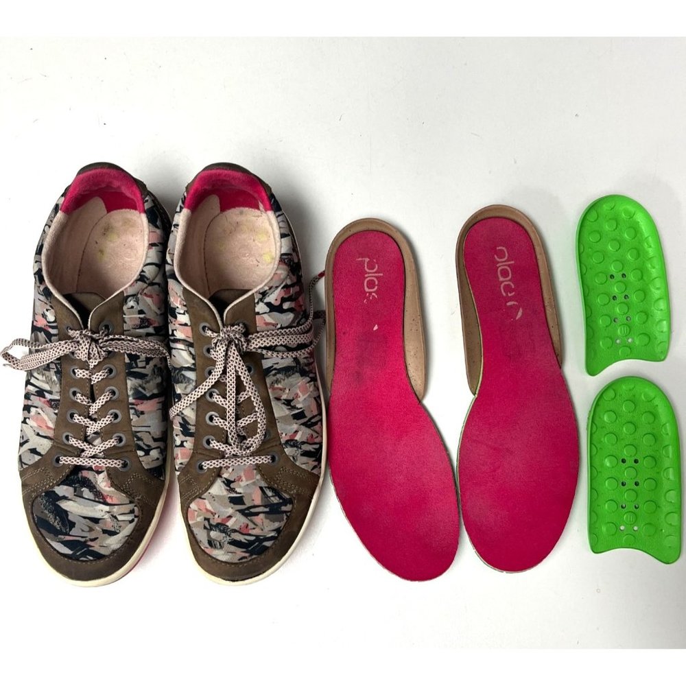 Plae SIZE 8.5 WOMENS Prospect Rose Granite Tie Sneakers Pink Grey Taupe Beige - Picture 3 of 12